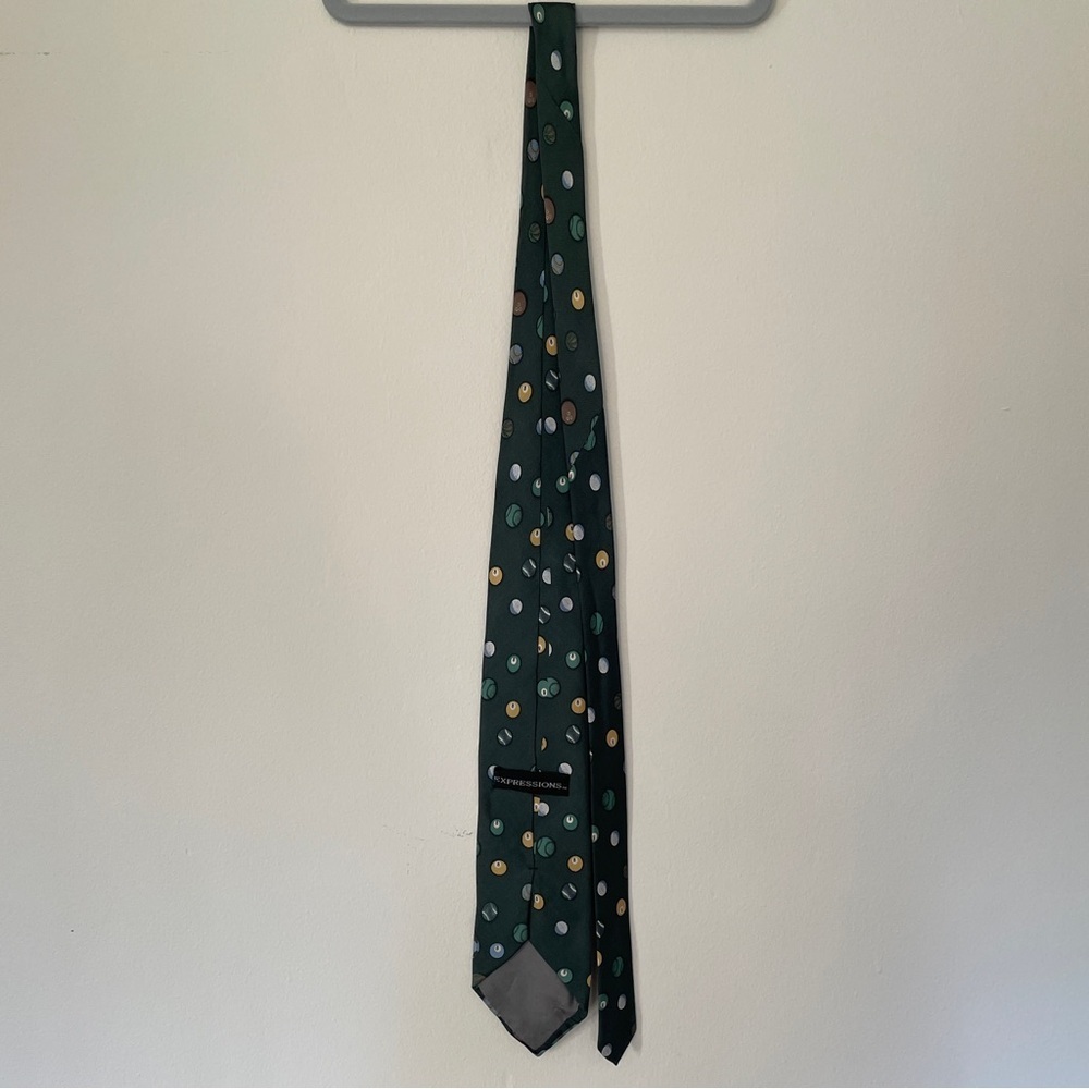 Vintage Expressions Silk Novelty Tie Pool Sports Football Soccer Bowling Ball - Picture 11 of 12